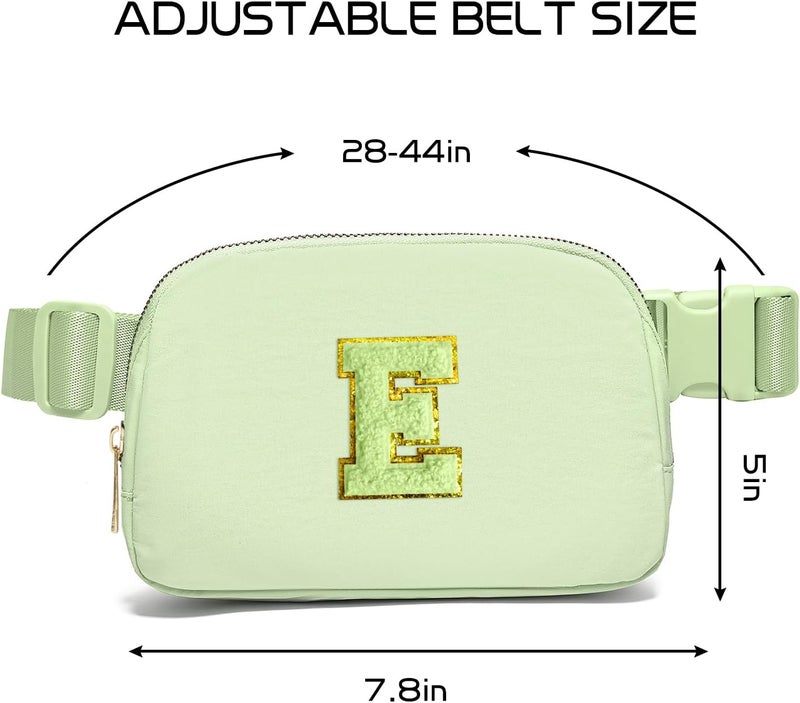 Gitus Gifts for 8 9 10 11 12 Year Old Girls Belt Bag Fanny Pack Crossbody Bags with Initial Letter Patch Cute Stuff Birthday Gifts for Teen Girls Women Personalized Trend Stuff (Light Green-E) - Image 3